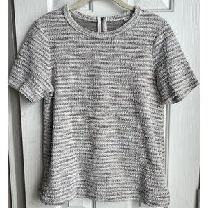 Anthropologie Postmark Metallic Tweed blouse Size Medium Ivory Gold